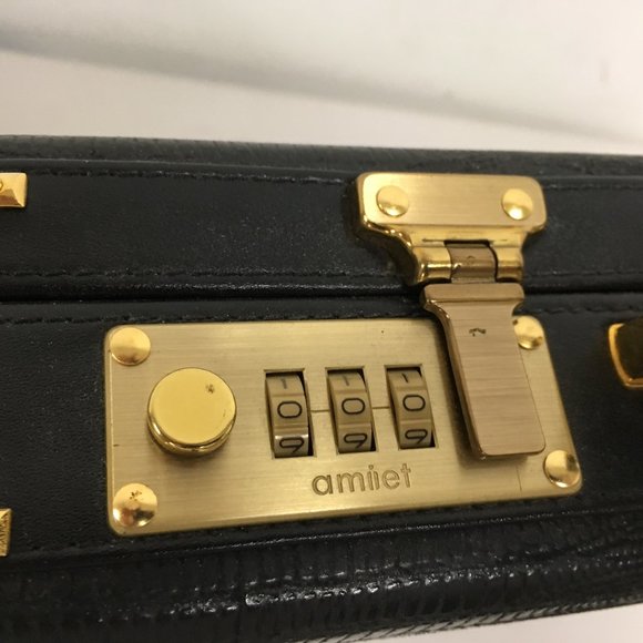 Amniet crocodile belly leather black briefcase attache case New Opus - Picture 9 of 16